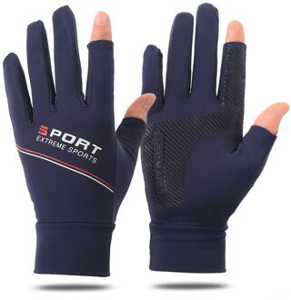 Man Zomer Dunne Outdoor Sport Zonnebrandcrème Touch Screen Drive Fietsen Vissen Handschoenen Antislip Ijs Zijde Ademend Snel Droog blauw