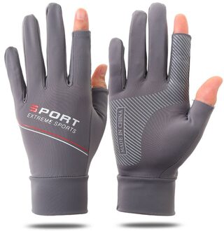 Man Zomer Dunne Outdoor Sport Zonnebrandcrème Touch Screen Drive Fietsen Vissen Handschoenen Antislip Ijs Zijde Ademend Snel Droog grijs