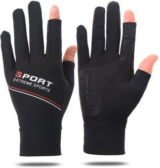 Man Zomer Dunne Outdoor Sport Zonnebrandcrème Touch Screen Drive Fietsen Vissen Handschoenen Antislip Ijs Zijde Ademend Snel Droog zwart