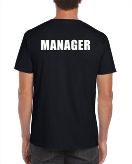 Manager t-shirt zwart voor heren - bedrukking aan achterkant - chef / manager / baas shirt XL