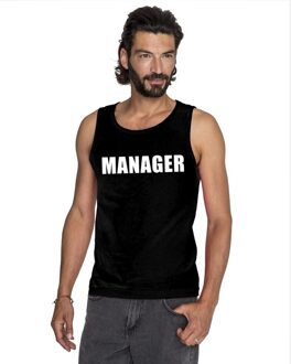 Manager tekst singlet shirt/ tanktop zwart heren S
