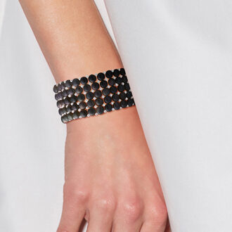 Manchet armband 5 Rijen Black Pearl Zoetwater 925 Zwart