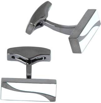 Manchetknoop Gunmetal wit VC274