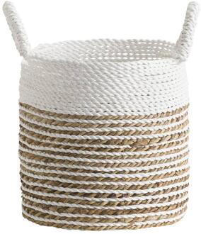 Mand Bologna - Naturel/ - 30xØ28 Cm - Zeegras - Wit