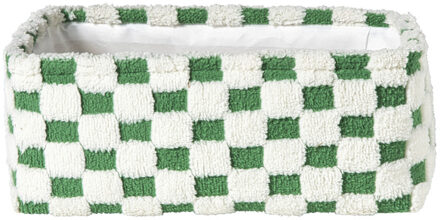 Mand checks groot - groen/wit - 15x36x26 cm