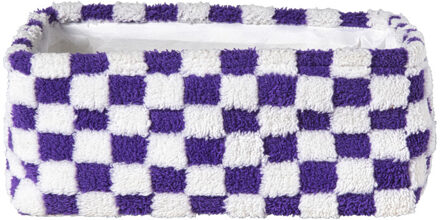 Mand checks groot - paars/wit - 15x36x26 cm