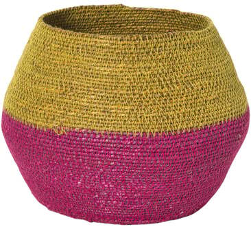 Mand colorblock - roze/geel - ø20x25 cm