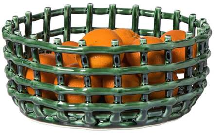 Mand keramiek groot - groen - ø26x11.5 cm