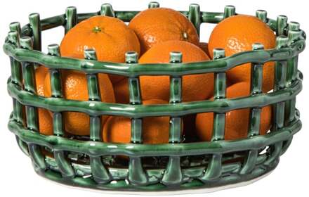 Mand keramiek klein - groen - ø23x11 cm