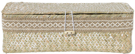 Mand met deksel Stijn - naturel - 9.5x32x12 cm