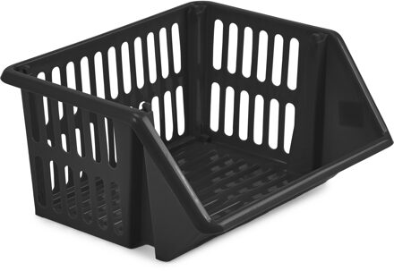 Mand/organiser - stapelbaar - zwart - 35 x 29 x 27 cm - Opbergmanden