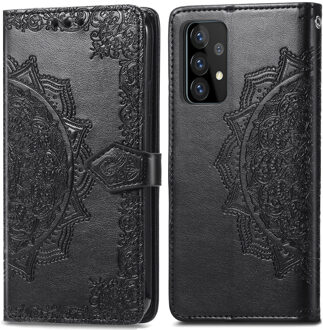 Mandala Booktype Samsung Galaxy A52 hoesje - Zwart