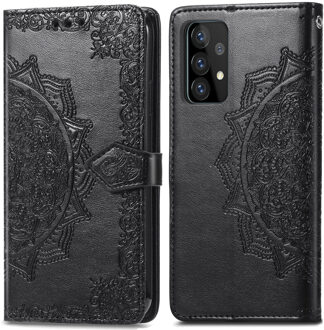 Mandala Booktype Samsung Galaxy A52 hoesje - Zwart