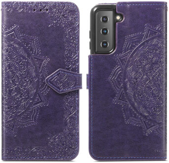 Mandala Booktype Samsung Galaxy S21 hoesje - Paars