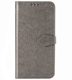 Mandala Booktype Xiaomi Mi 10 (Pro) hoesje - Grijs