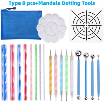 Mandala Puntjes Gereedschap Diy Schilderen Stencils Ball Stylus Palet Penselen Multifunctionele Embossing Dot Kit Voor Canvas Rotsen type 2