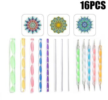 Mandala Puntjes Gereedschap Set Voor Schilderen Rotsen Aardewerk Draagbare Multifunctionele Embossing Dot Kit Tool Set Handwerk Decoratie 16 stk reeks