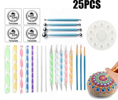 Mandala Puntjes Gereedschap Set Voor Schilderen Rotsen Aardewerk Draagbare Multifunctionele Embossing Dot Kit Tool Set Handwerk Decoratie 25 stk reeks
