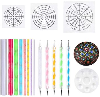 ! Mandala Puntjes Stencil Gereedschap Rock Schilderen Kit Ball Stylus Puntjes Tools Omvatten Stencil, Verf Lade (17 Pack)
