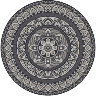 Mandela stijl ronde placemats van vinyl D38 cm grijs