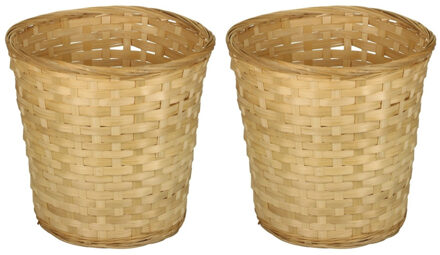 Mandje - 10x - 26 x 24 cm - riet/bamboe - rond - 11 liter - opbergmand