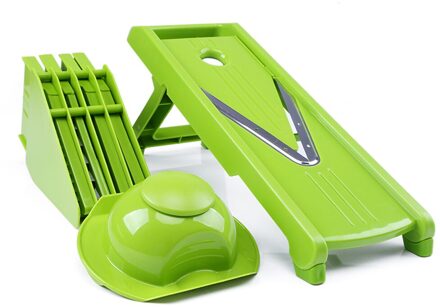 Mandoline Handleiding Groente Fruit Slicer Aardappel Wortel Rasp Ui Fruit Slicer Cutter Chopper Julienne Keuken Groente Tool 5 in 1 groen