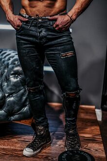 Mandylandy Mannen Herfst Winter Broek Verontruste Lange Denim Broek Ripped Been Gat Potlood Jeans Mannelijke Slim Fit Vernietigd Jeans Broek Xxl