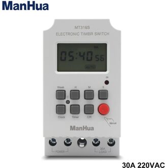 Manhua 220VAC 30A MT316S Digitale Automatische Elektronische Programmeerbare Timer Schakelaar met CE Temporizador Digital