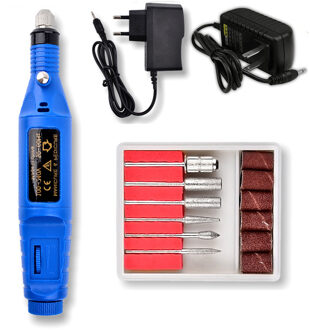 Manicure Machine Elektrische Nail Drill Bits Set Keramische Mill Cutter Nail Art Schuren File Gel Polish Remover Cutters Nail Art tool Blauw / US plug