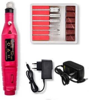 Manicure Machine Elektrische Nail Drill Bits Set Keramische Mill Cutter Nail Art Schuren File Gel Polish Remover Cutters Nail Art tool Rood / EU plug