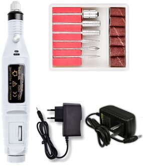 Manicure Machine Elektrische Nail Drill Bits Set Keramische Mill Cutter Nail Art Schuren File Gel Polish Remover Cutters Nail Art tool wit / US plug