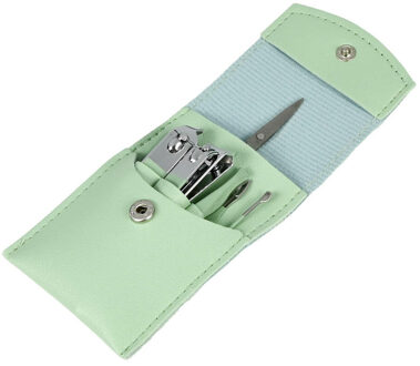 Manicure reisset - 7-delig - groen - incl. etui - RVS - nagel verzorging