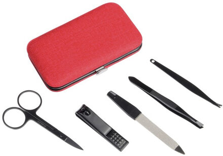 Manicure set in rode etui 5-delig - Manicuresetjes