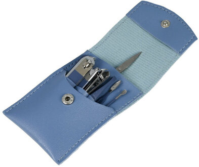 Manicureset - 7x - blauw - incl. etui - RVS - verzorging