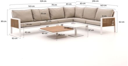 Manifesto Alzano/San Lupo hoek loungeset 6-delig - Laagste prijsgarantie! Wit