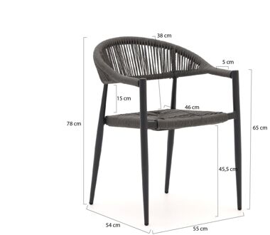 Manifesto Belpasso/Canzo 80cm dining tuinset 5-delig stapelbaar inklapbaar - Laagste prijsgarantie! Grijs