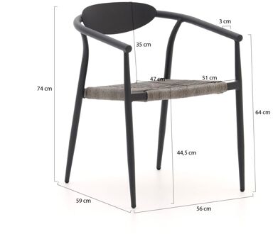 Manifesto Cavone/Sora 220cm dining tuinset 7-delig stapelbaar - Laagste prijsgarantie! Grijs