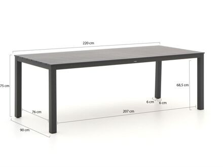 Manifesto Menzano dining tuintafel 220x90x75cm - Laagste prijsgarantie! Grijs