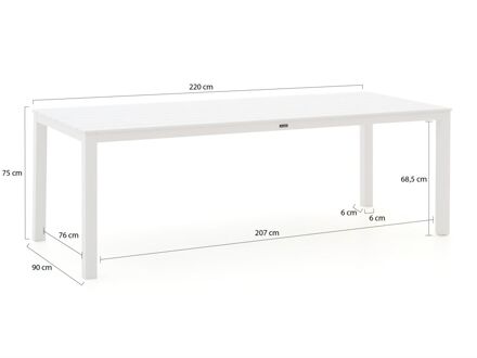 Manifesto Menzano dining tuintafel 220x90x75cm - Laagste prijsgarantie! Wit
