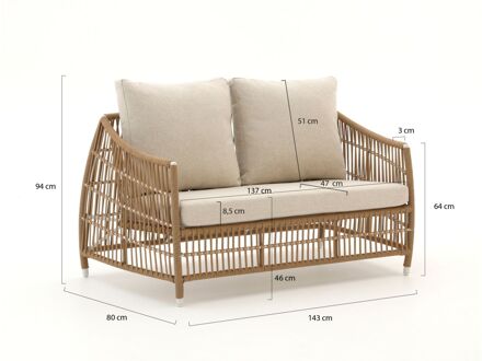 Manifesto Ortello lounge tuinbank 2-zits 143cm - Laagste prijsgarantie! Taupe