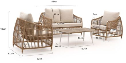 Manifesto Ortello/ROUGH-K stoel-bank loungeset 4-delig 4-zits - Laagste prijsgarantie! Wit