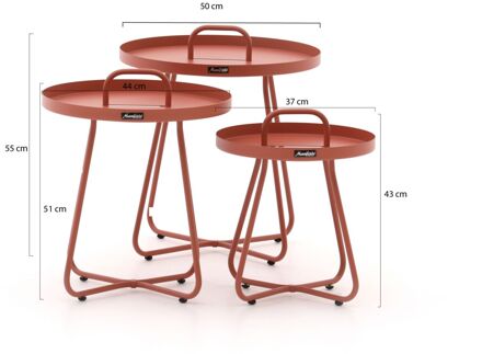 Manifesto Pito bijzet tuintafelset 3-delig - Laagste prijsgarantie! Rood