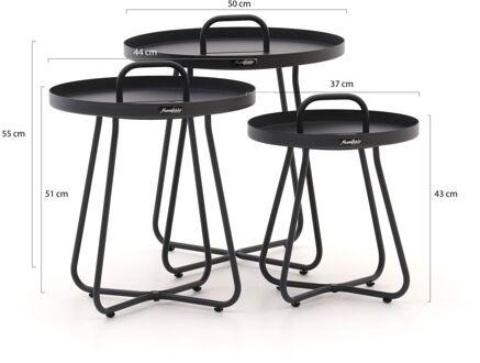 Manifesto Pito bijzet tuintafelset 3-delig - Laagste prijsgarantie! Zwart