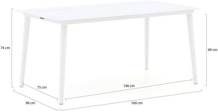 Manifesto Sora dining tuintafel 160x90x74cm - Laagste prijsgarantie! Wit