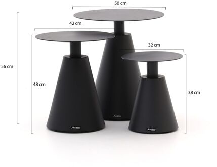 Manifesto Tusa bijzet tuintafelset 3-delig - Laagste prijsgarantie! Grijs