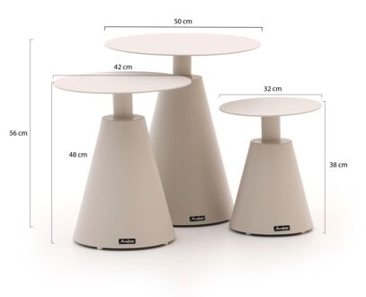 Manifesto Tusa bijzet tuintafelset 3-delig - Laagste prijsgarantie! Taupe