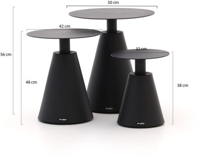 Manifesto Tusa bijzet tuintafelset 3-delig - Laagste prijsgarantie! Zwart