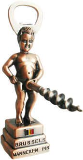 Manneke Pis flesopener/kurkentrekker - wijnflessen openener - brons - 13 cm - metaal