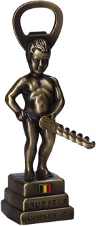 Manneke Pis flesopener/kurkentrekker - wijnflessen openener - goud - 13 cm - metaal