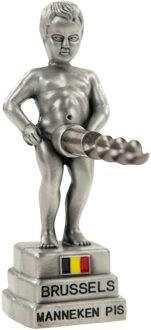 Manneke Pis flesopener/kurkentrekker - wijnflessen openener - zilver - 11 cm - metaal